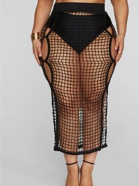 Fashion to Figure Black Crochet Maxi Skirt